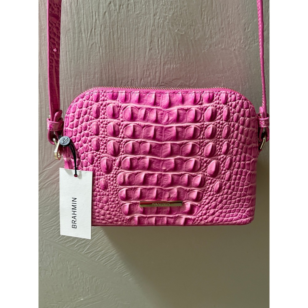 Brahmin Katie Crossbody Bag Pink Melbourne Embossed Leather Gold Hardware NEW